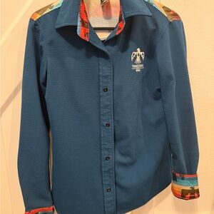 Thunderbird Blue Long-Sleeve Button-Down Shirt small